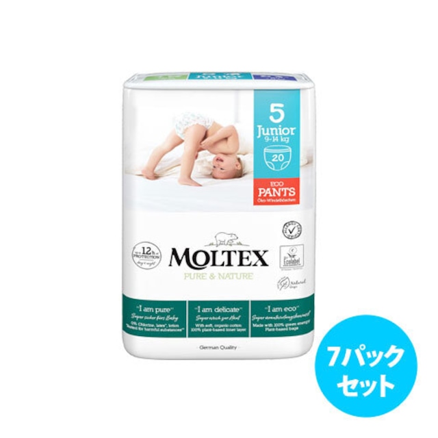 [7パックセット] Moltex Nature No. 1 紙おむつパンツ（サイズ 4～6）