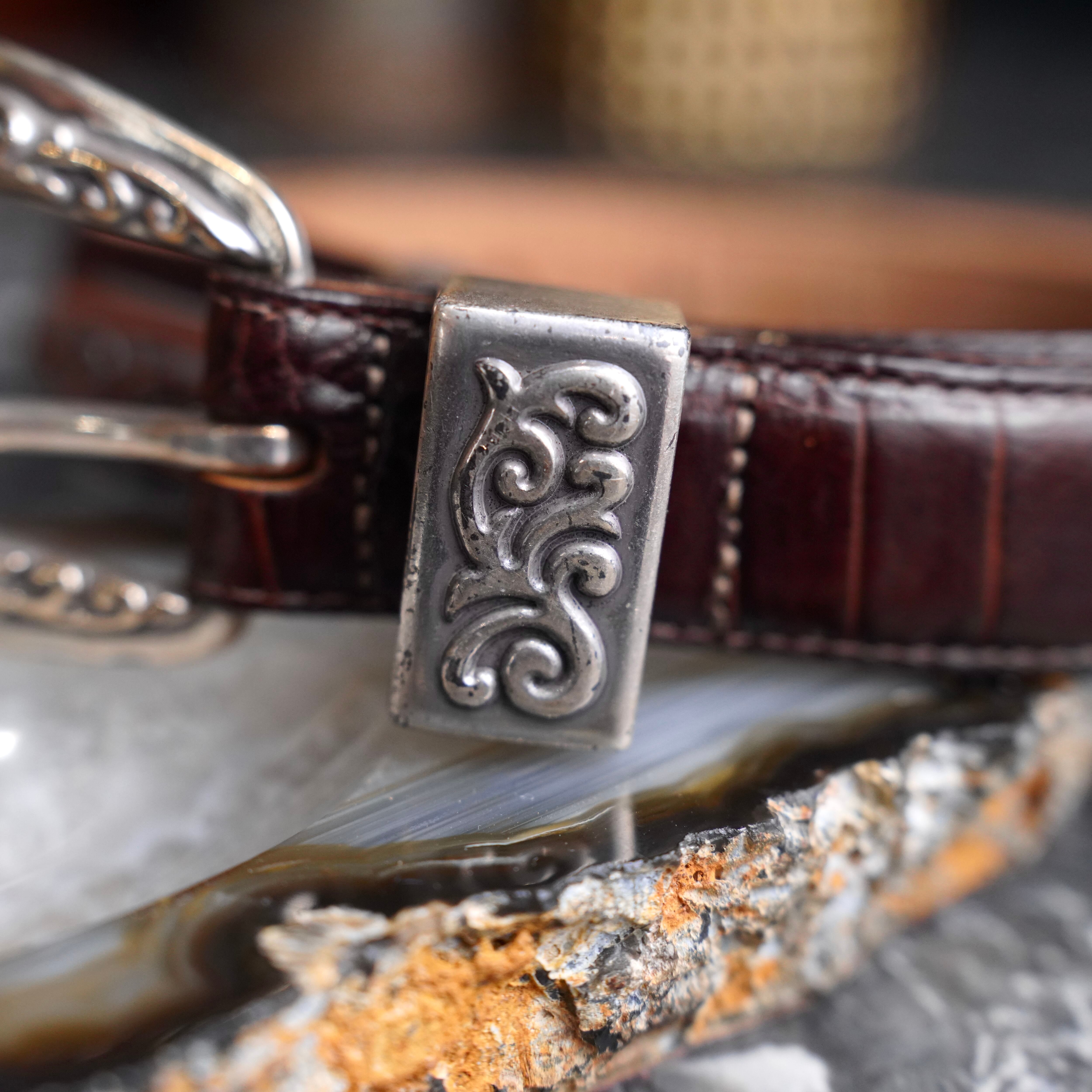USA VINTAGE BRIGHTON BUCKLE DESIGN LEATHER BELT/アメリカ古着