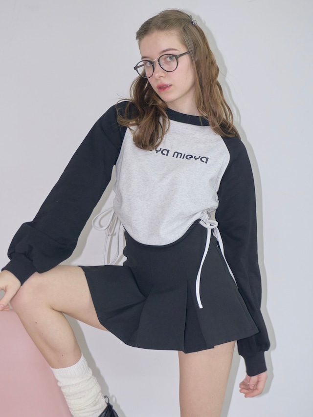 bicolor logo long tee -BLACK-