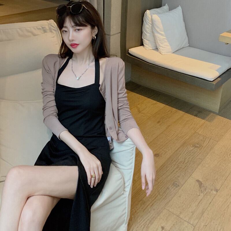 薄手カーディガンウェストホルターサマー ロング 夏物 ガールズファッション78201859615