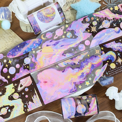 FT491｜Five Treasure 五宝文創【星穹物语】オーロラシルバー インク PETテープ 特殊インク 剥離紙付