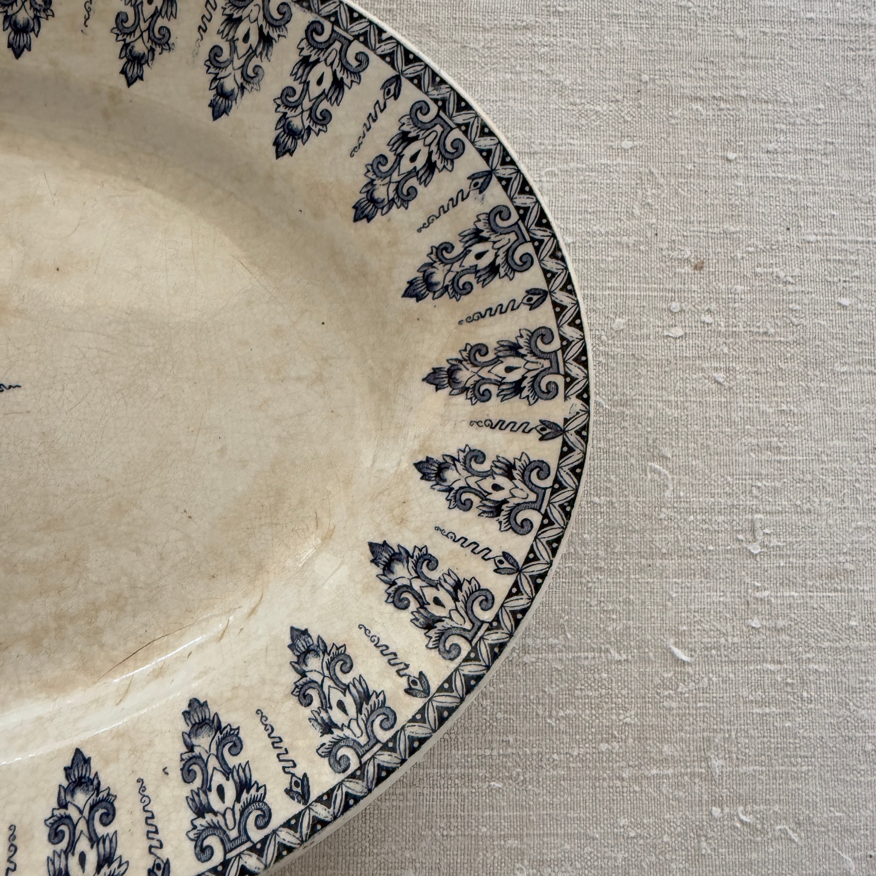 French Large Oval Plate By Gien/フランスジアン窯の大きなオーバル