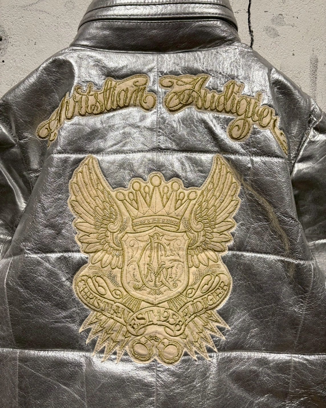 Caka otto】“CHRISTIAN AUDIGIER” Logo Wappen Metallic Silver