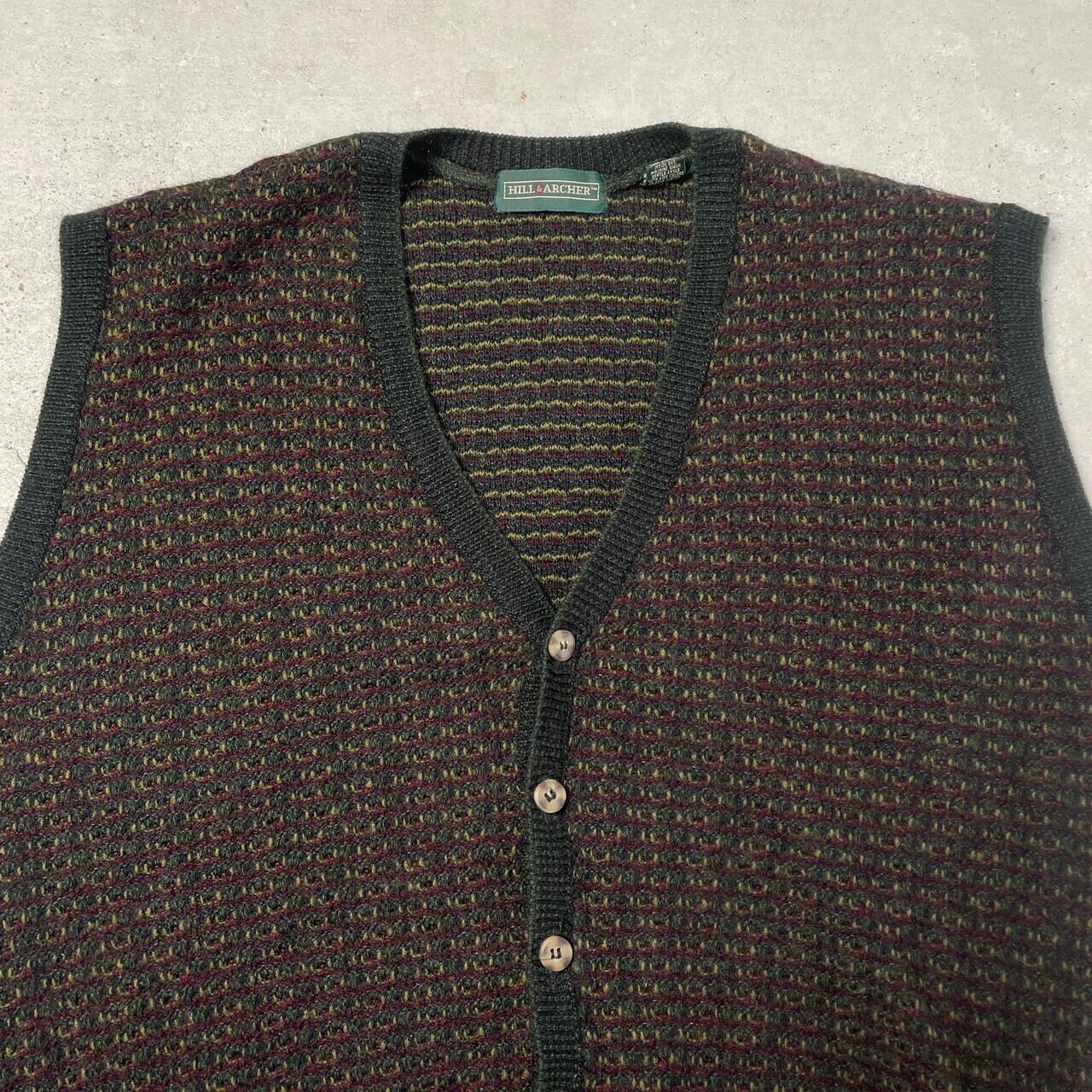 HILL & ARCHER 総柄 ニットベスト メンズXL 古着 ヴィンテージ VINTAGE 
