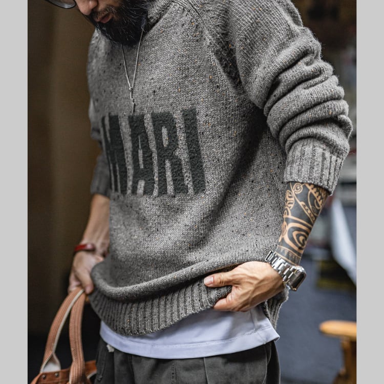 スタンドカラーロゴ ニット G00246