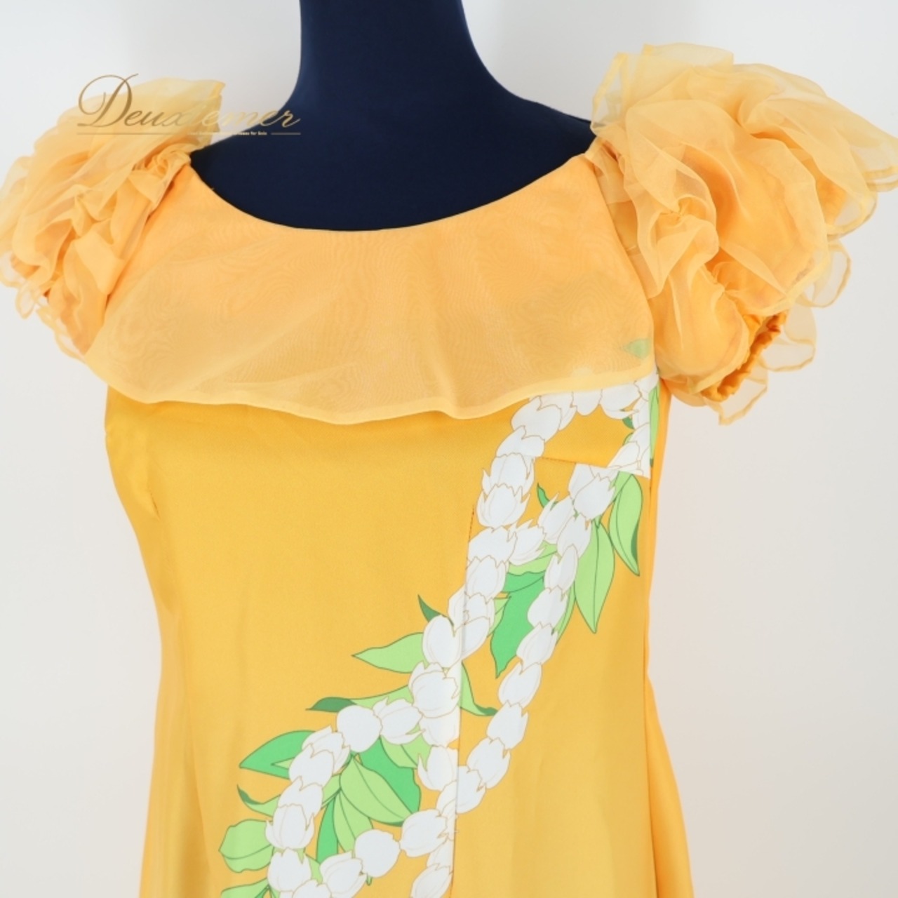 フラダンス 衣装 ワンピース ドレス イエロー系 ファンシードレス フラ ダンス 花柄 鮮やか 華やか FANCY DRESS 黄 白 緑 ハワイアン アロハ かわいい 明るい ハワイアンプリント オレンジ系 ホワイト系 グリーン系