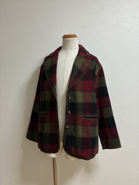 1980's Check Pattern Piping Design Jacket