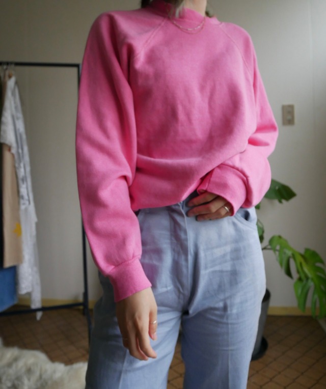 80s-90s Tultex Ultra Fleece Solid Raglan Sweat hot pink