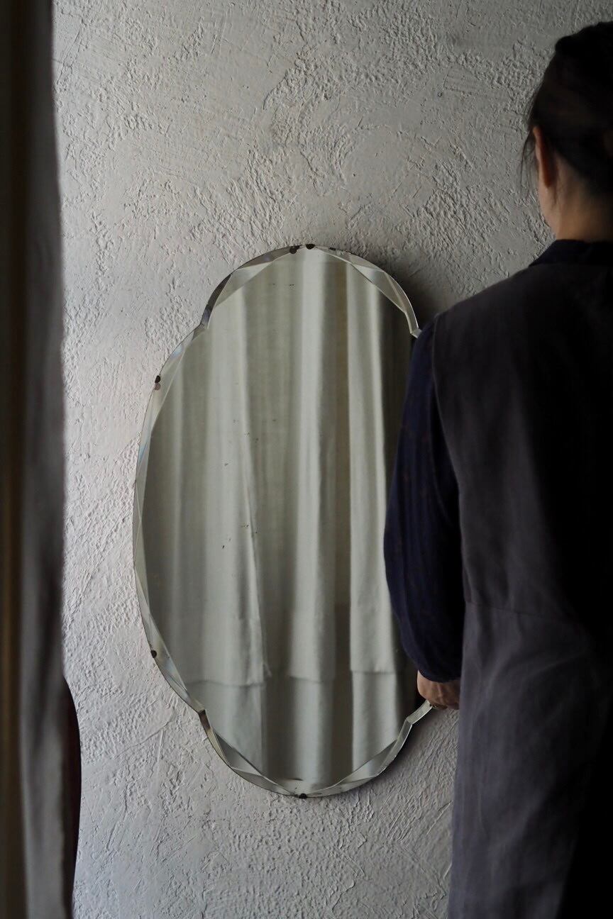 カットガラスオーバルミラー-antique oval mirror | アンティーク