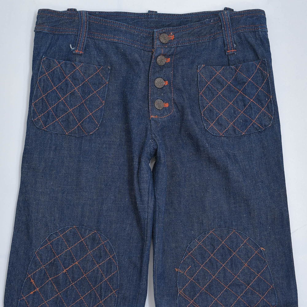 60s~ 日本製 GINZA Style パッチ刺繍デザイン デニムフレア 60s~ 日本製 GINZA Style パッチ刺繍デザイン デニムフレア