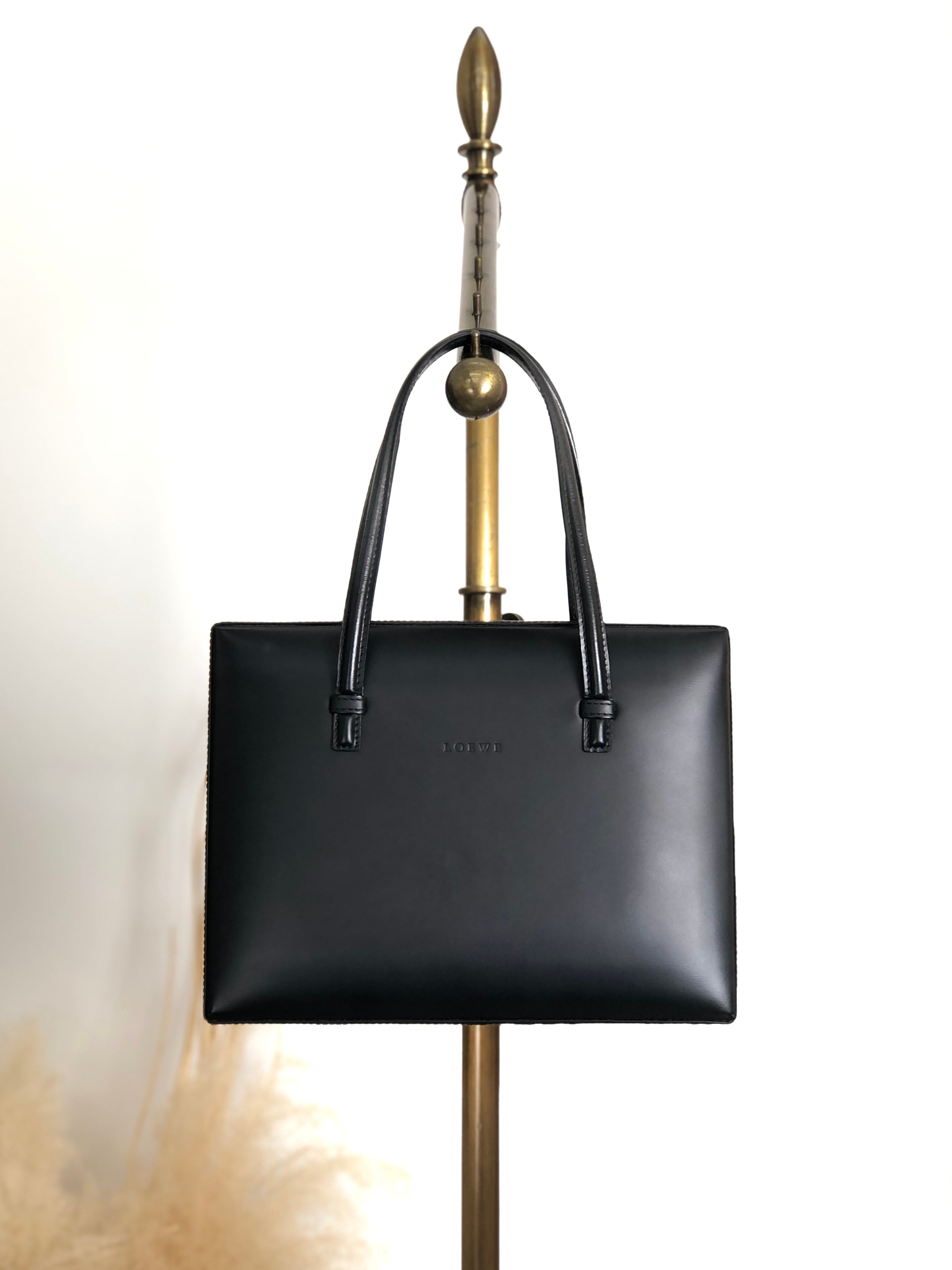 LOEWE ロエベ ハンドバッグ ブラック ロゴ レザー vintage
