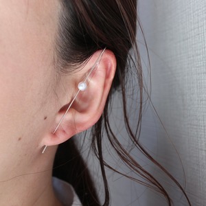 s925 1粒パールシルバーイヤーラップピアス　シルバー925 金属アレルギー対応