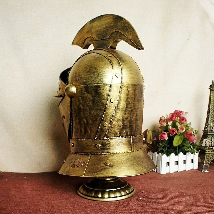 オブジェ 鉄兜 中世 ヨーロッパ ゴールド 騎士 ローマ兵 おしゃれ