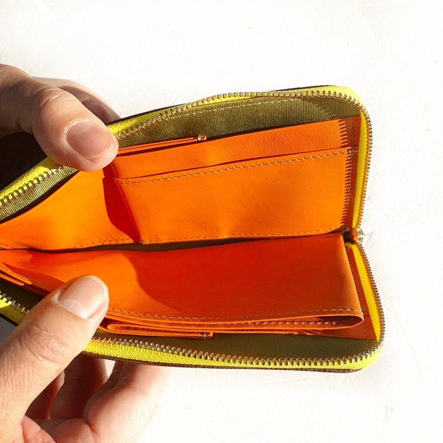 【SRK01SP】　1万円札が折らずに入る最少サイズの長財布「L字束入」　（ブラウン・ベージュ系）