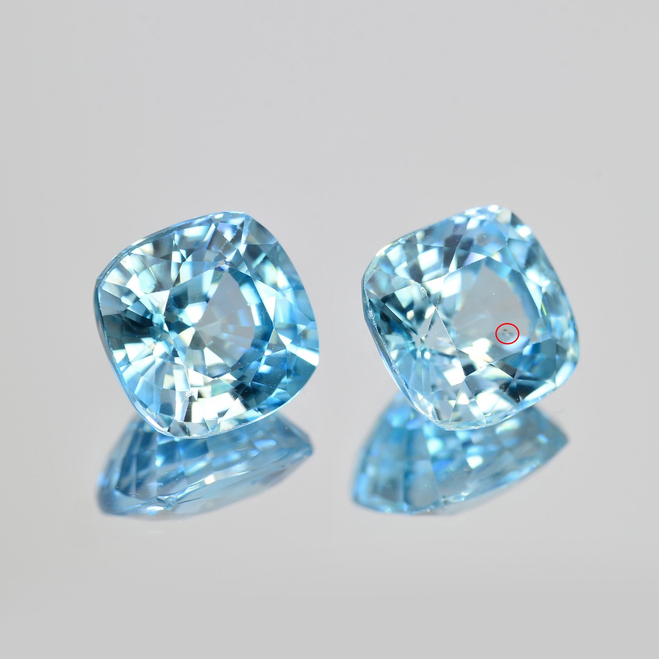 ブルー ジルコン 合計6.24ct ペア ルース クッション