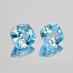 ブルー ジルコン 合計6.24ct ペア ルース クッション