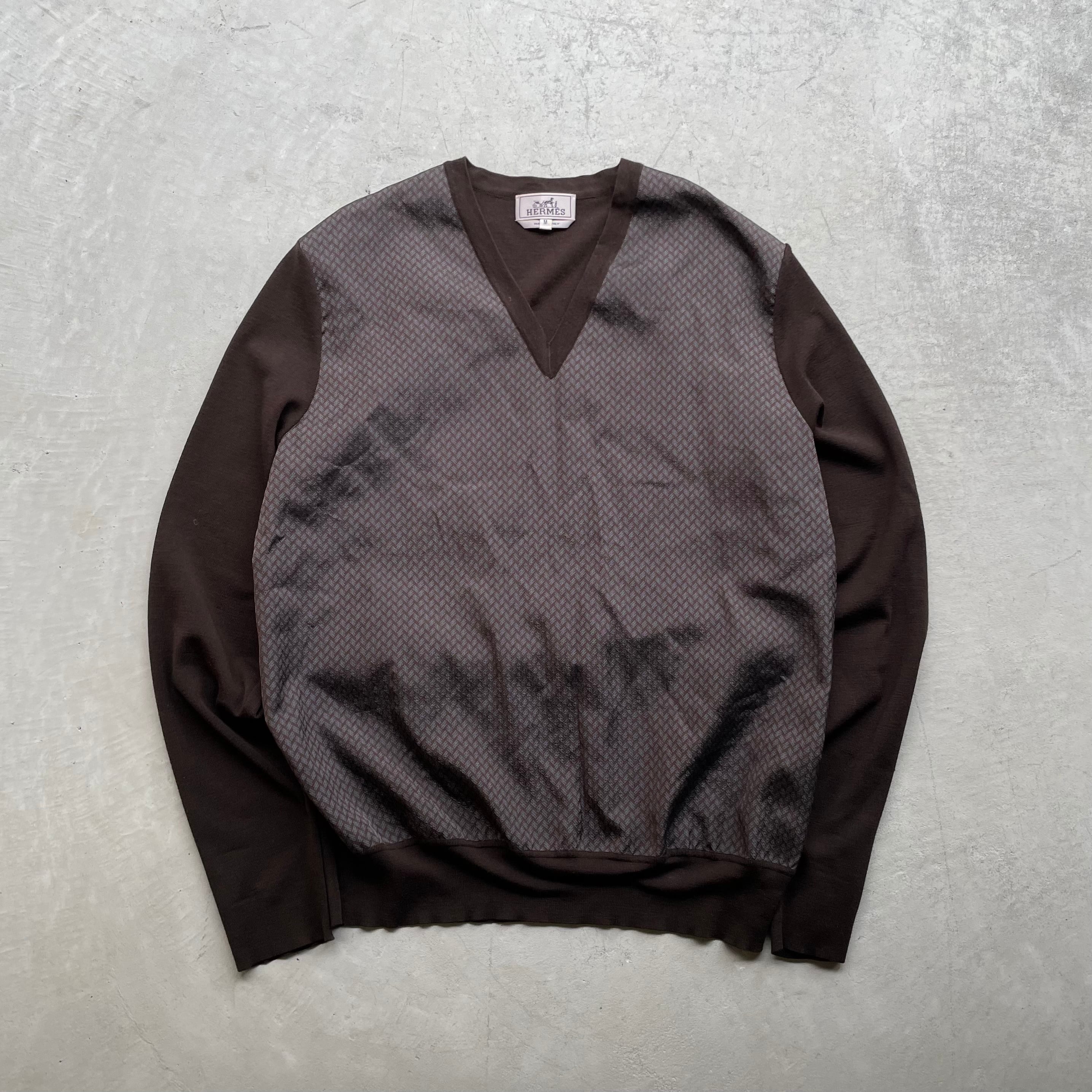 HERMES/H logo v neck knit エルメス Hロゴ Vネックニット | Seek the