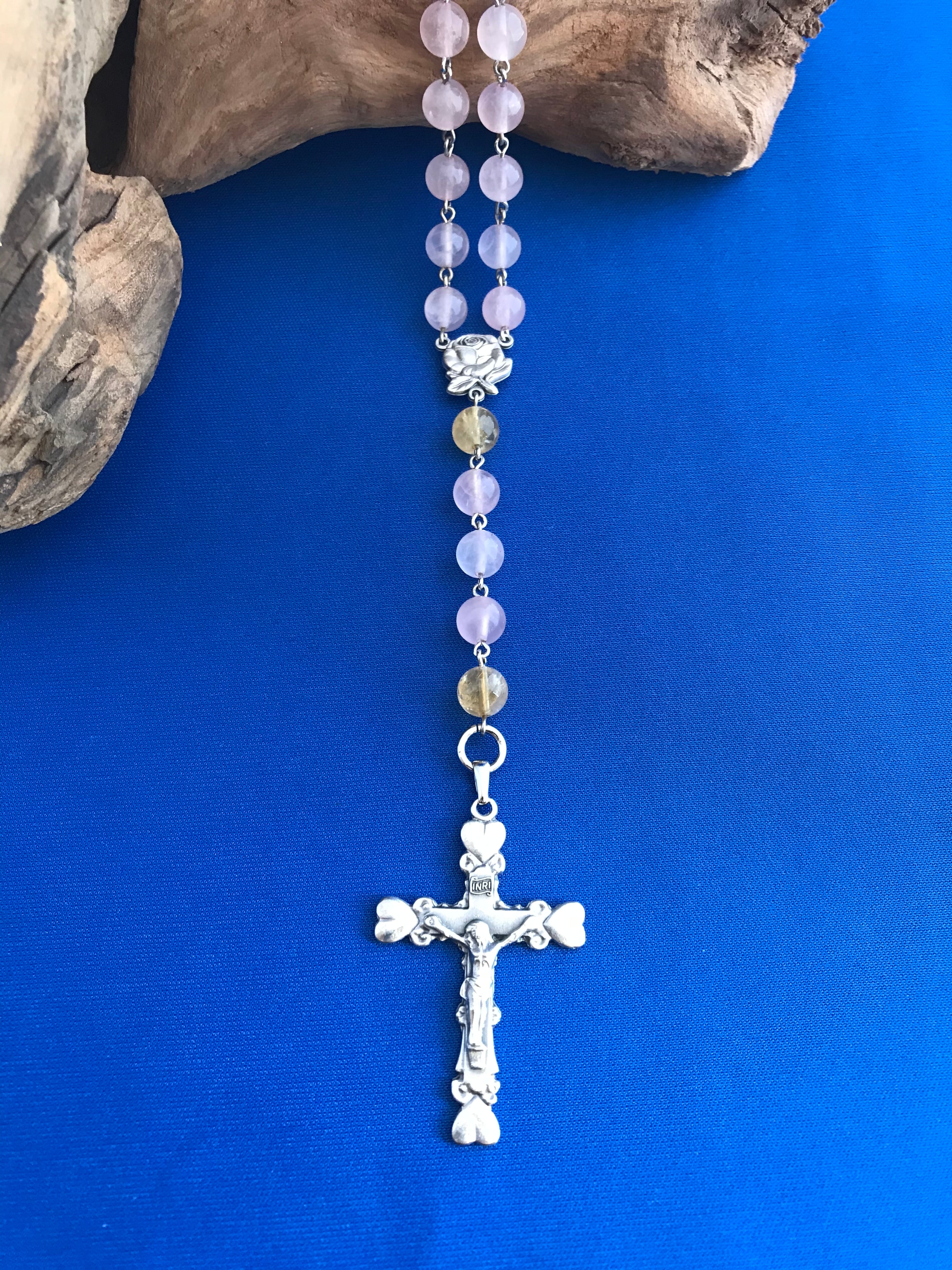 【Rii❁⃘*.゜】天然石ローズクォーツの十字架　置物NO.102207 Rii❁⃘*.゜】天然石ローズクォーツの十字架 置物NO.102207 Rii❁⃘