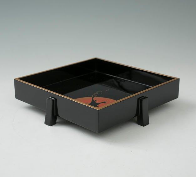 輪島塗 日の出波蒔絵 盛器 菓子器 蒔絵師 光峯 塗師 哲舟 日乃出 漆器