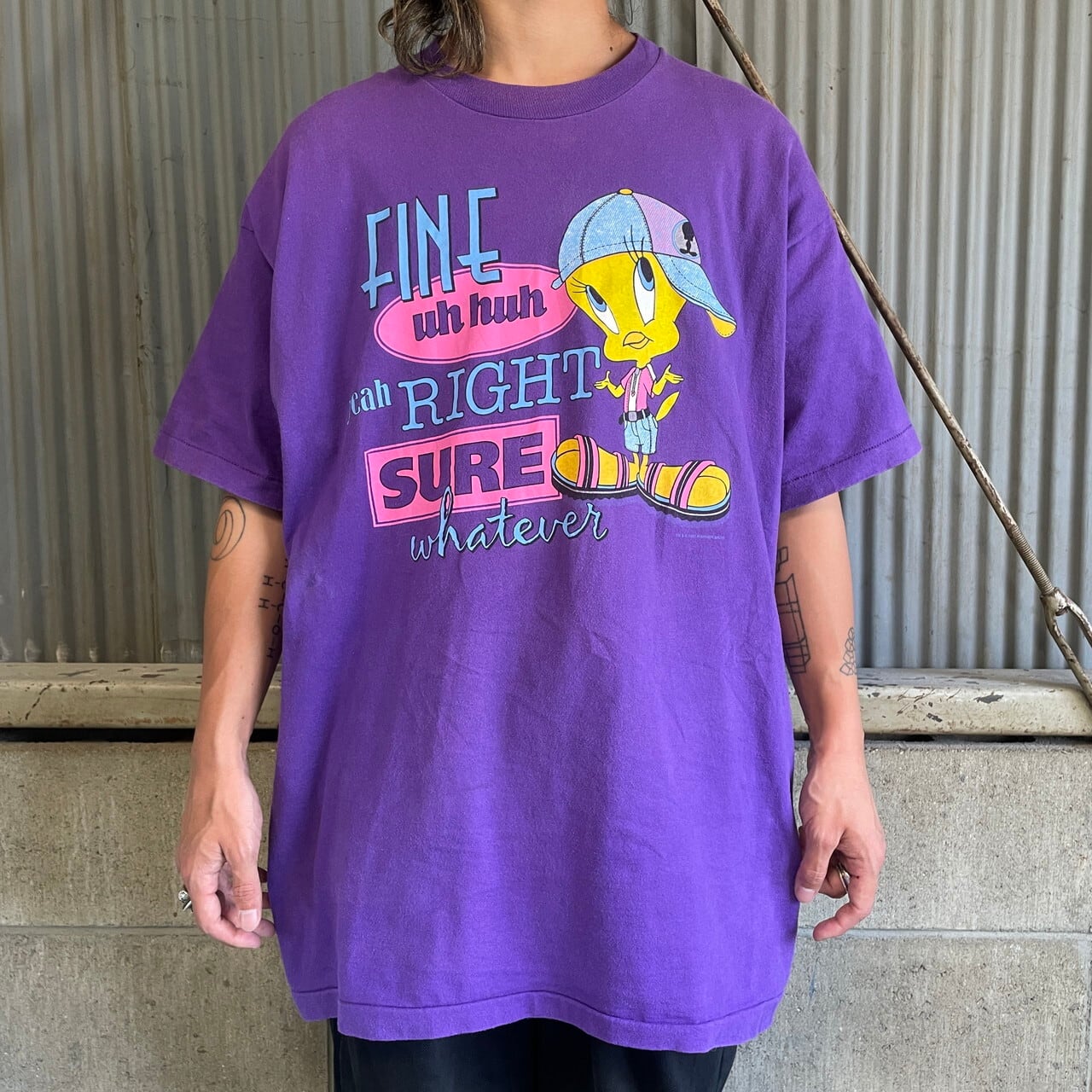 90s TWEETY  ビッグプリント Tシャツ パーブル