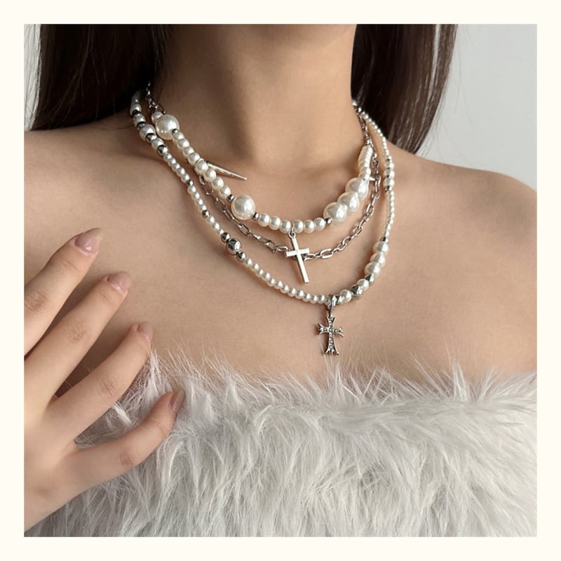 cross motif beaded choker la2254