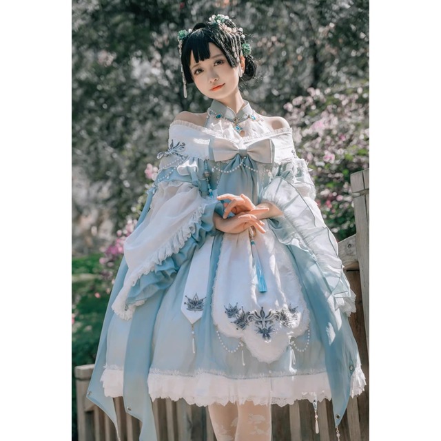 ゴスロリファッション 通販 With U チャイナドレス 中華ロリータ 華ロリ セットアップ 豪華 レトロ アンティーク 着物風 撮影会 イベント衣装