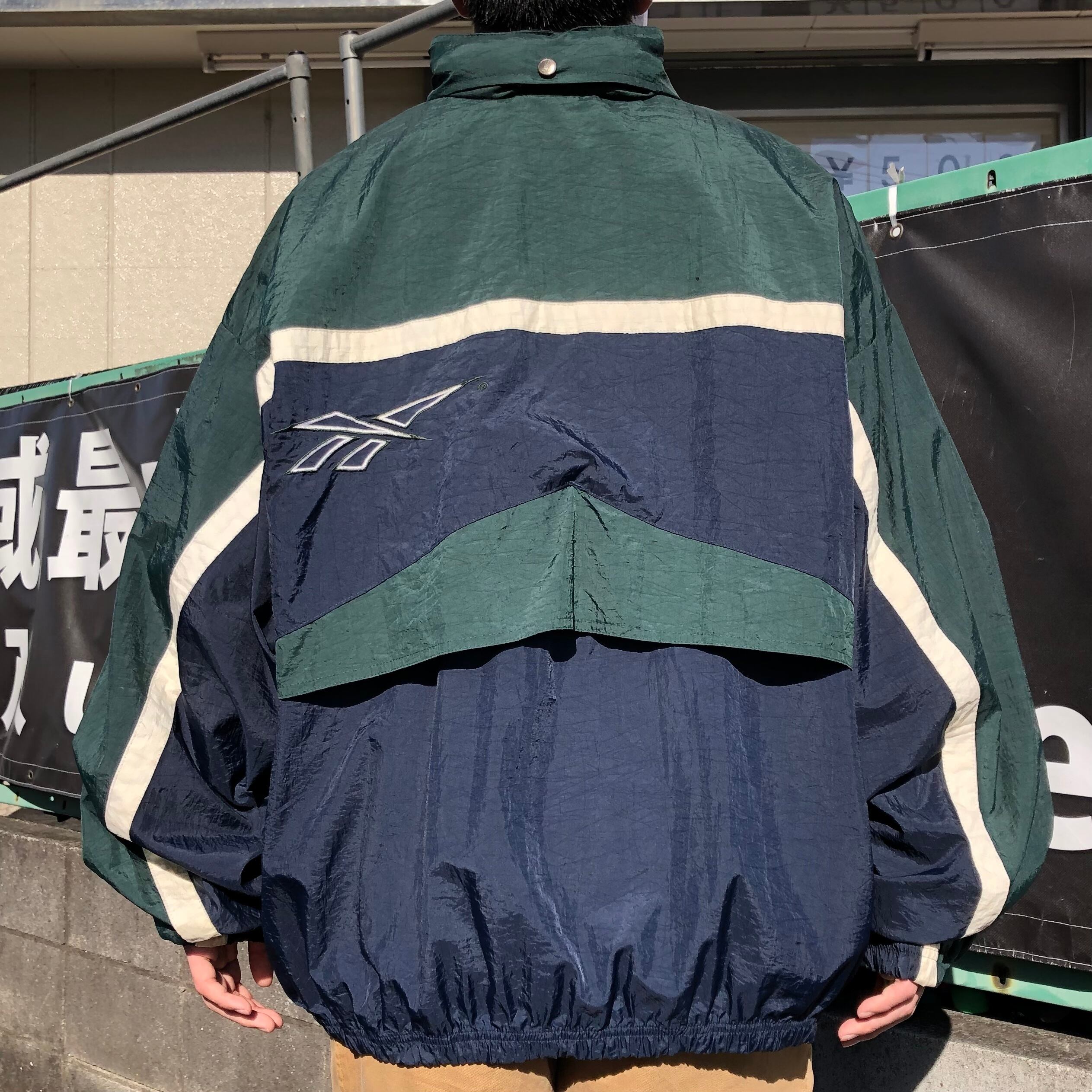 90s リーボック ナイロンジャケット マルチカラー 刺繍ロゴ XL 古着 90s リーボック ナイロンジャケット マルチカラー 刺繍ロゴ XL 古着