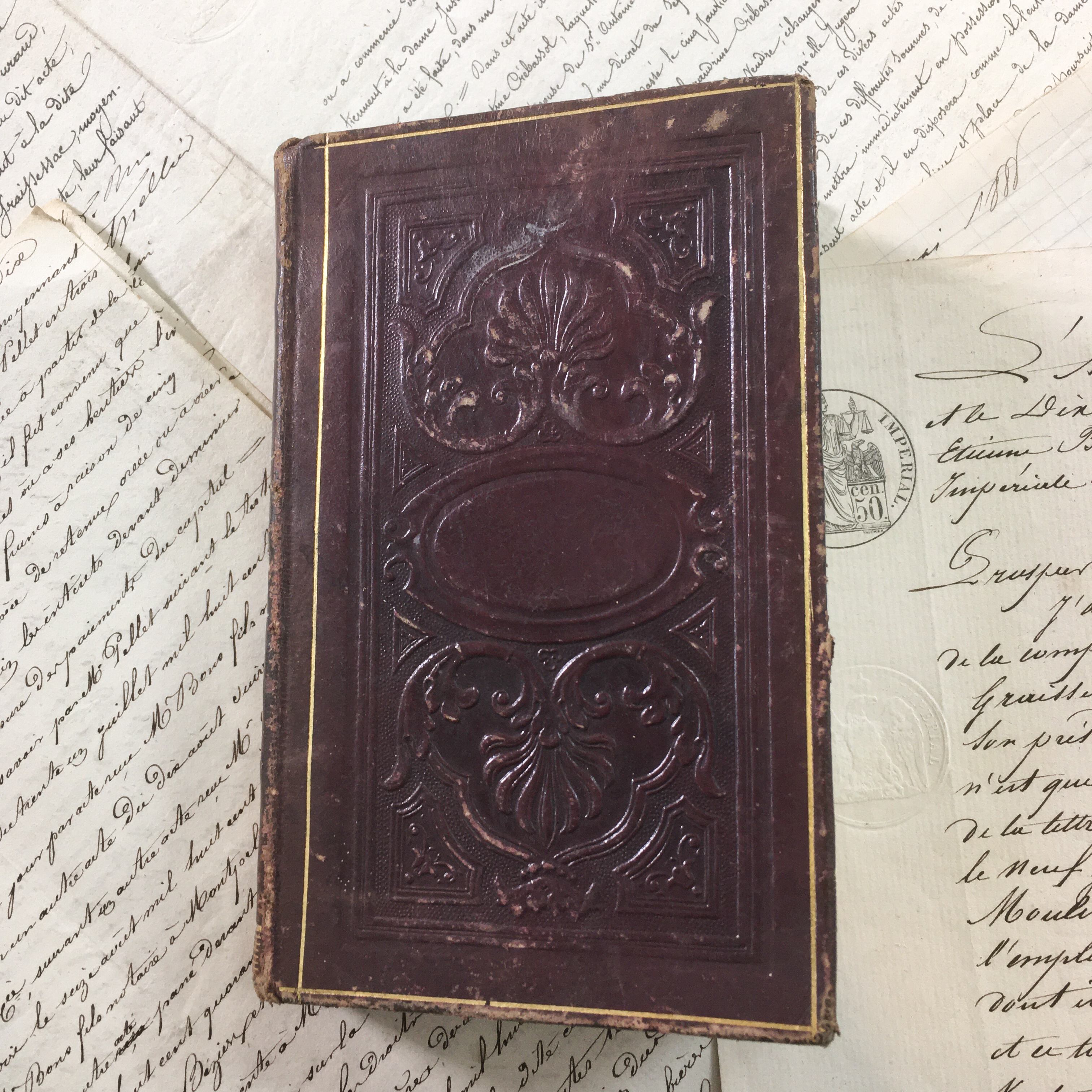 1837年 アンティーク 紙もの フランス アンティーク 革装 ミゼル 聖書 
