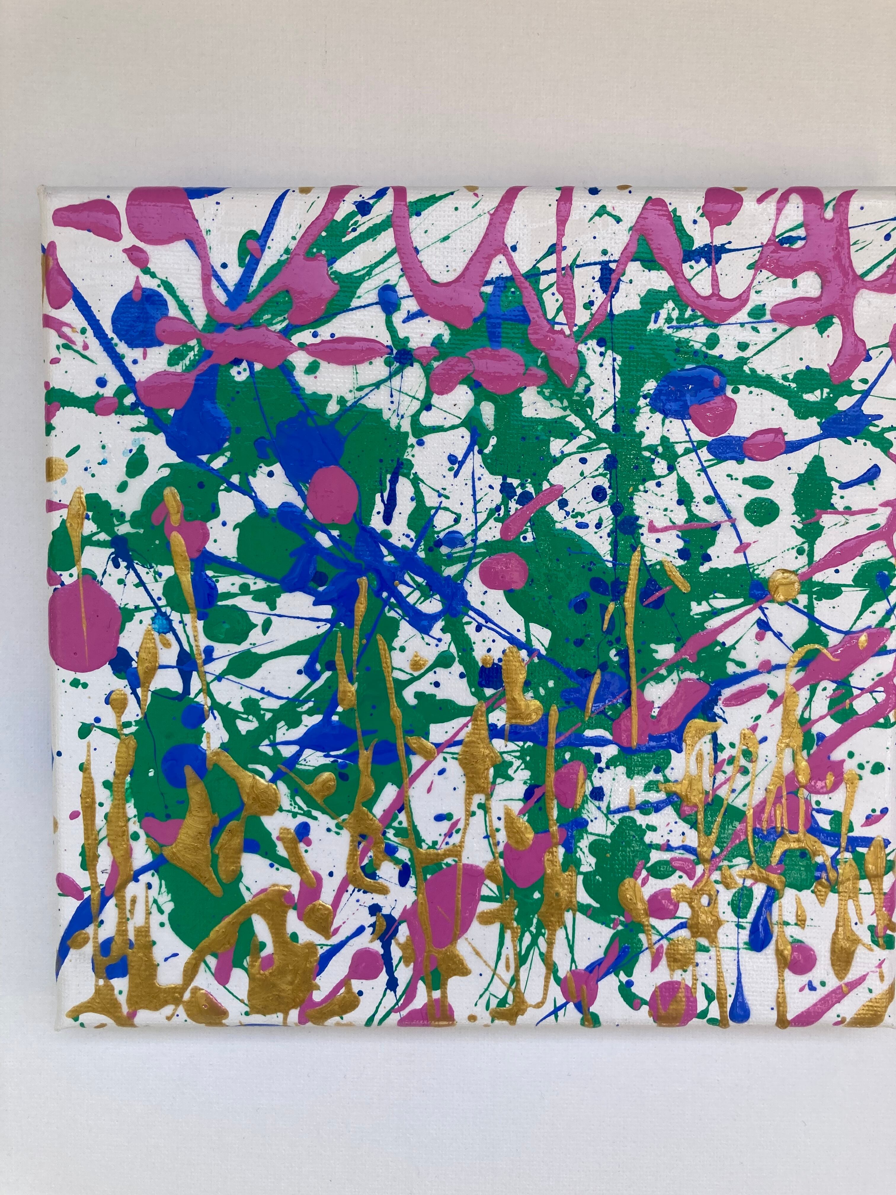 ピンクの世界 現代アート 抽象画 抽象絵画 カラフル 約40×30㎝