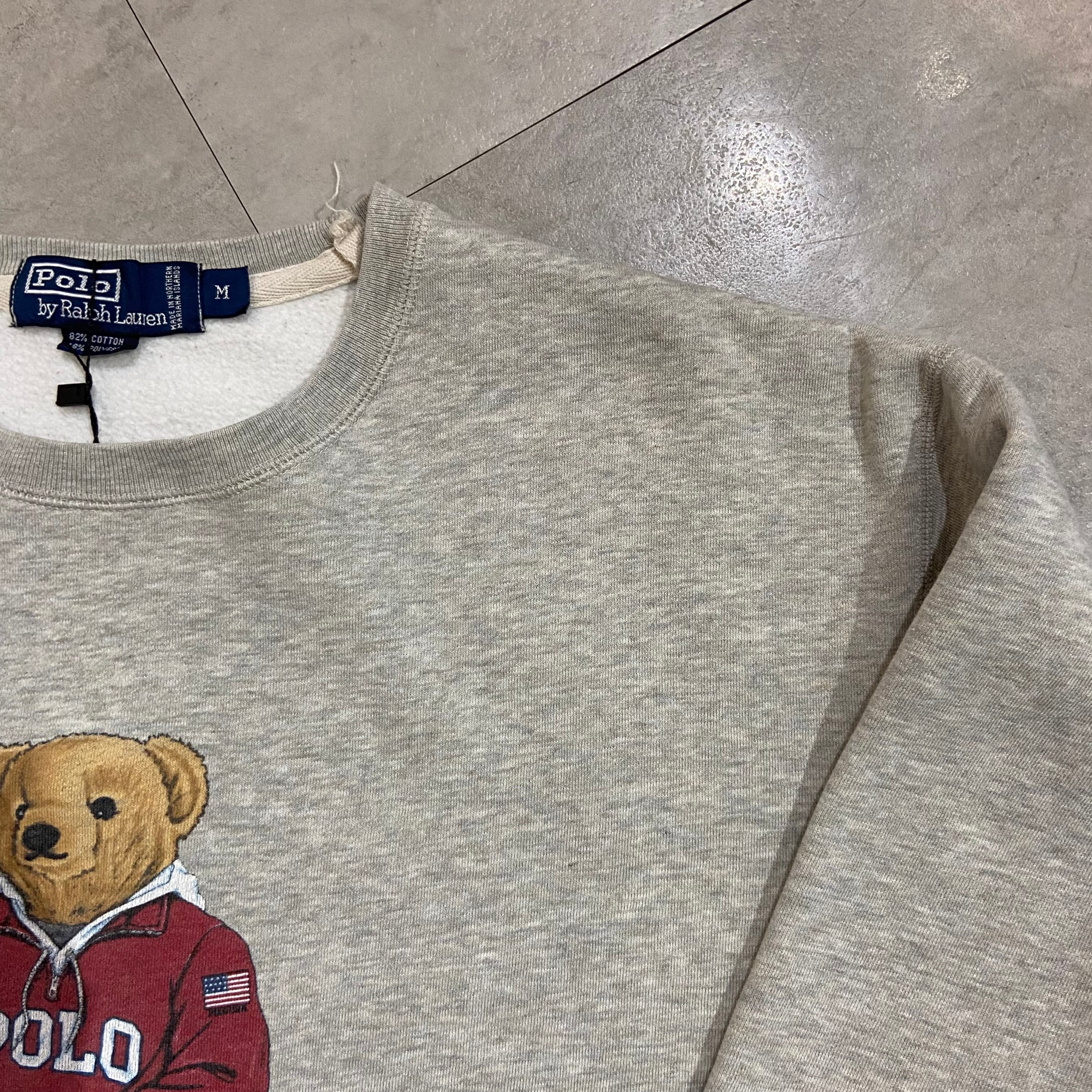 size: M 【 Polo Ralph Lauren 】ポロ ラルフローレン ポロベアー ベアー ポロスポーツ ポロスポ グレー スウェット  プリントスウェット 古着 古着屋 高円寺 ヴィンテージ