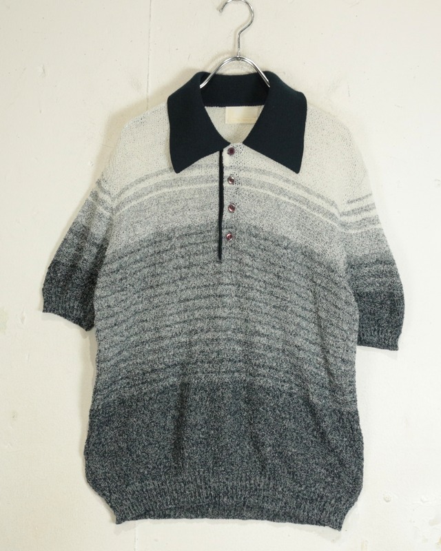 【Caka act2】70’s “Sears” Gradation Design Vintage S/S Raw Gauge Knit Polo