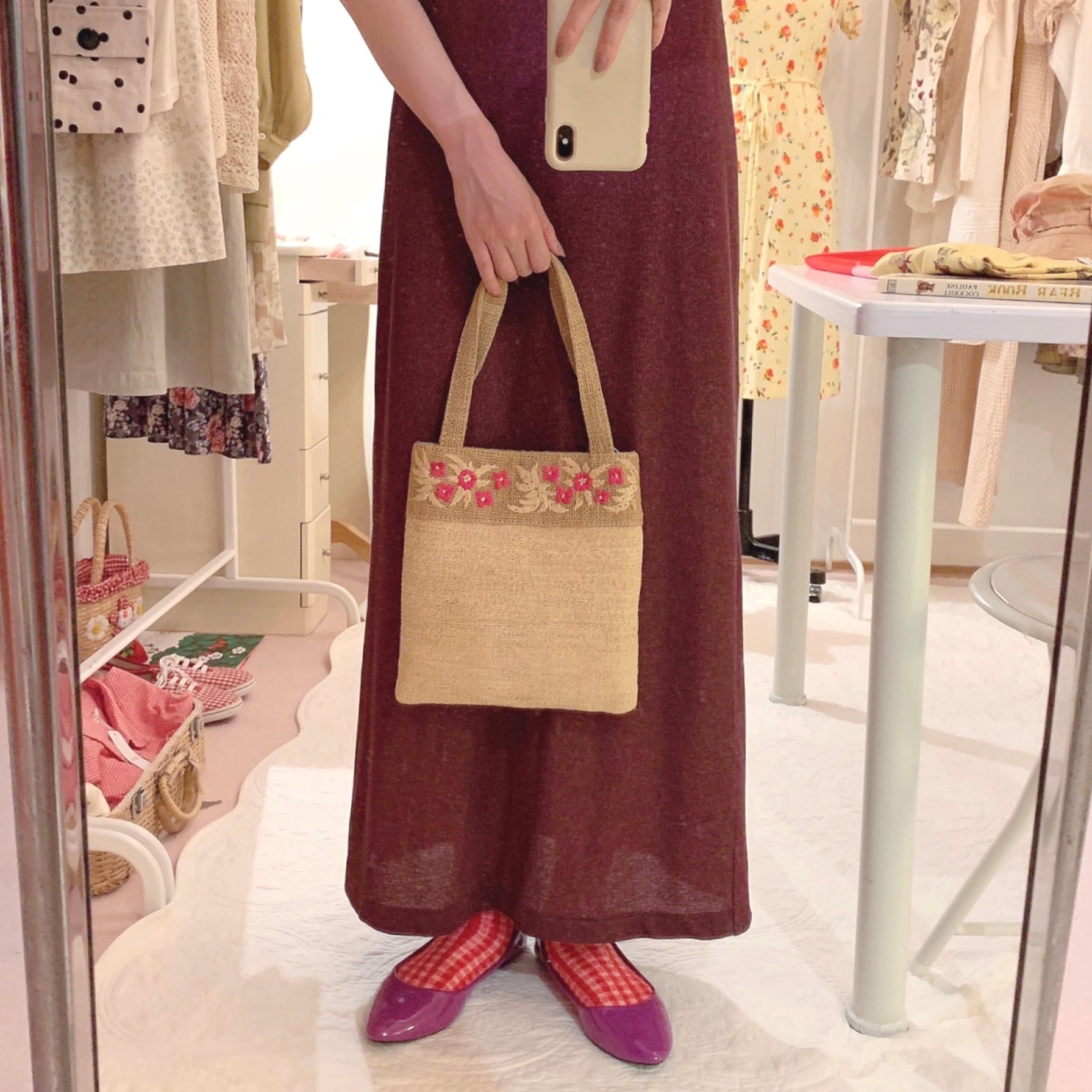 mini square basket bag