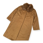 カシミヤ100% MIA CARNA ミアカーナ 毛皮 ファー付き ステンカラー コート カシミア サイズ 9 /キャメル/ニチワ/レディース