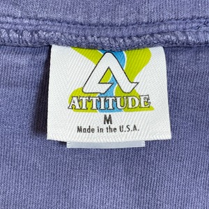 【ATTITUDE】USA製 breckenridge スキーリゾート 刺繍ロゴ ワンポイントロゴ ハーフボタン スウェット トレーナー プルオーバー M ライトパープル くすみカラー US古着