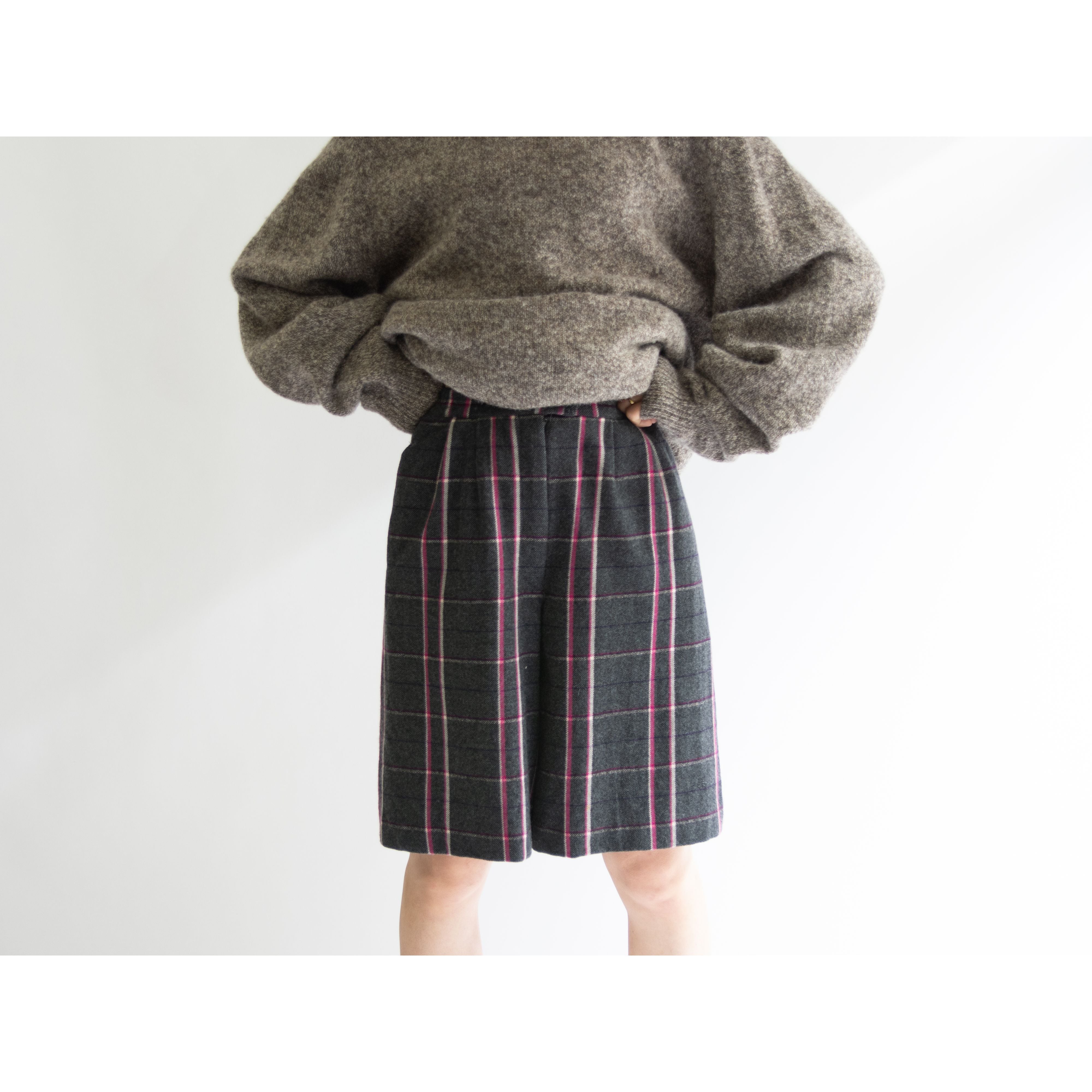 【GIVENCHY】Wool-Nylon Tuck Short Pants（ジバンシー ウールナイロン チェック柄 タックショートパンツ）