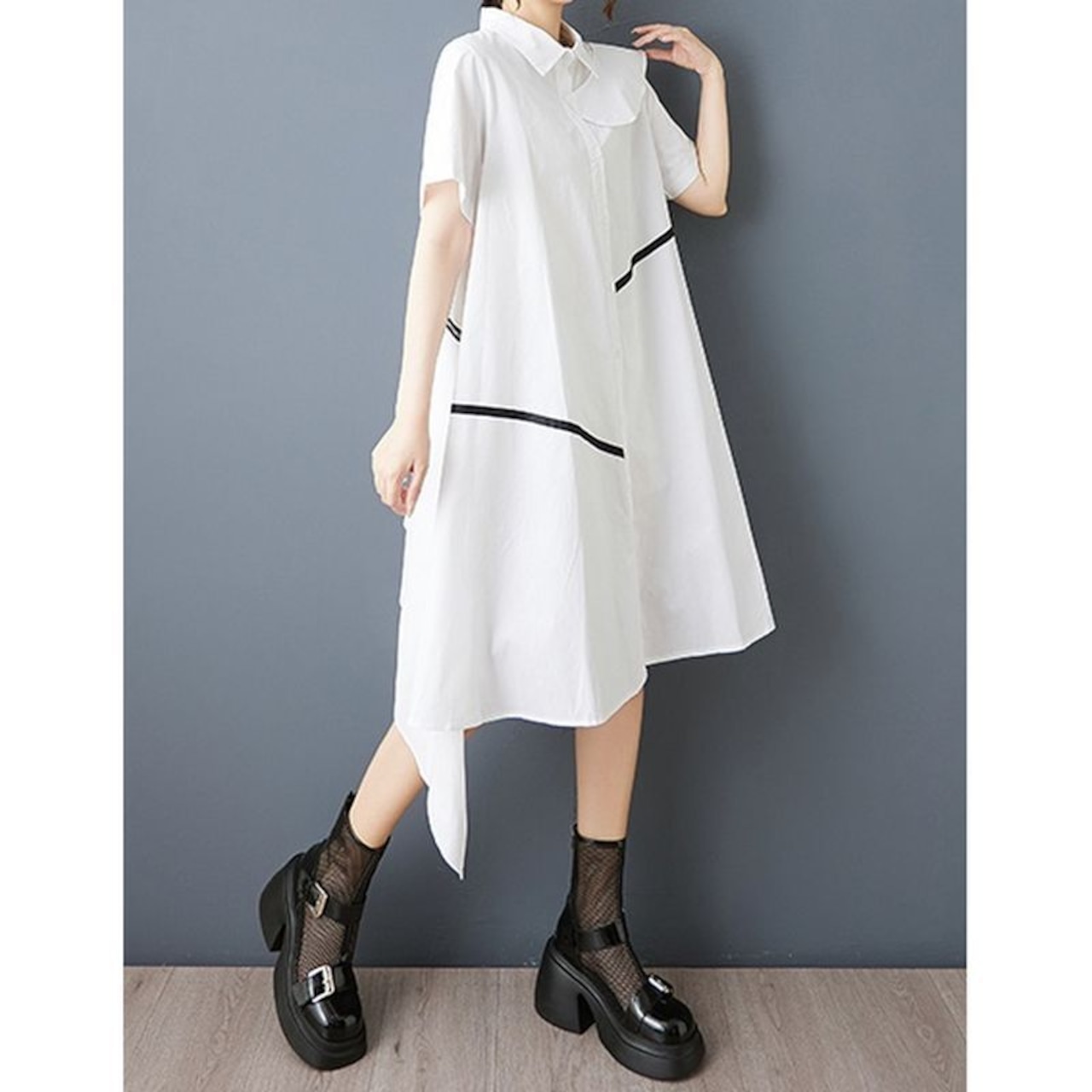 アシンメトリー ライン切り替え ワンピース 30180