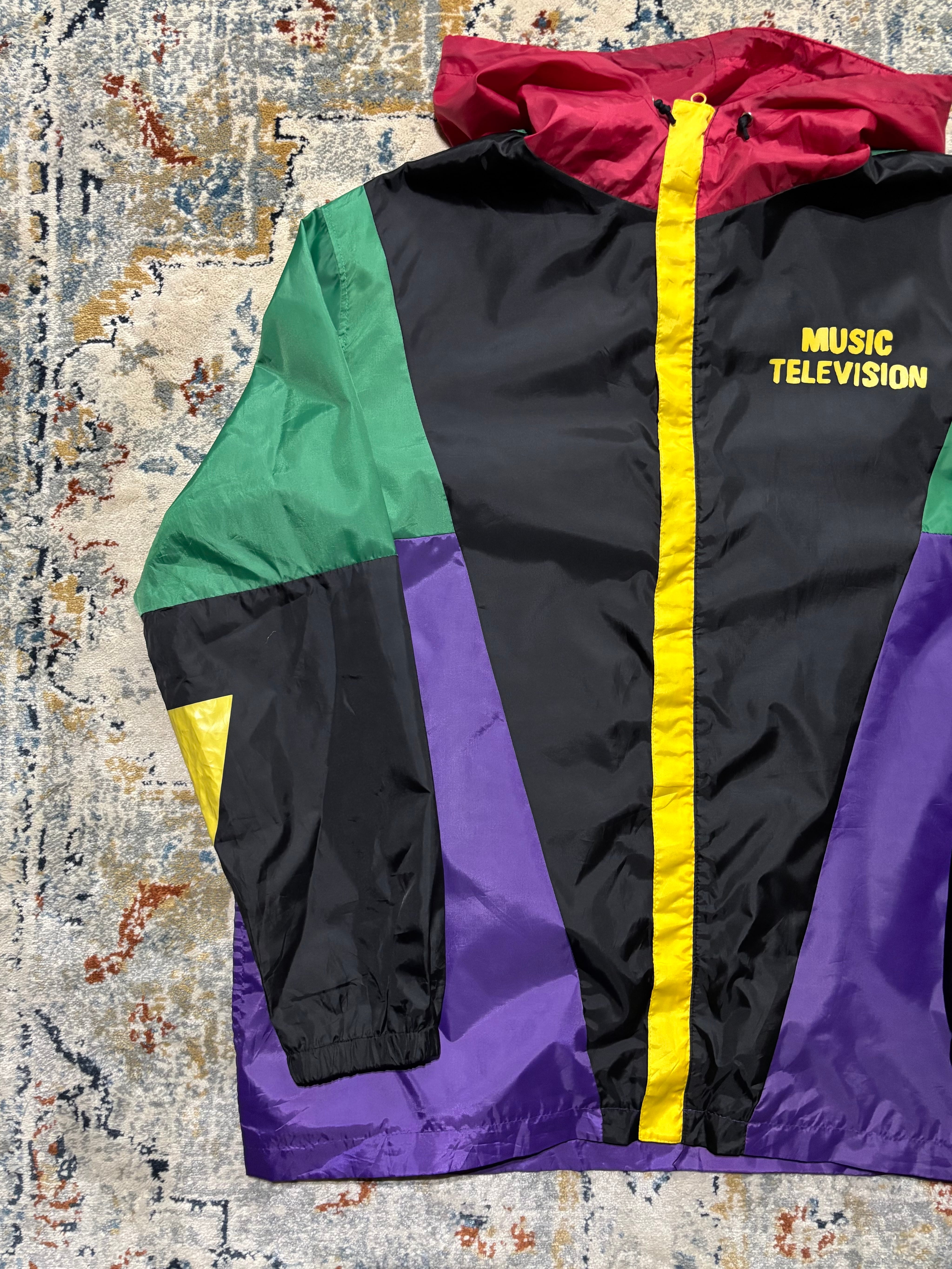 MTV “Music Television” マルチカラーナイロンジャケット – 90s