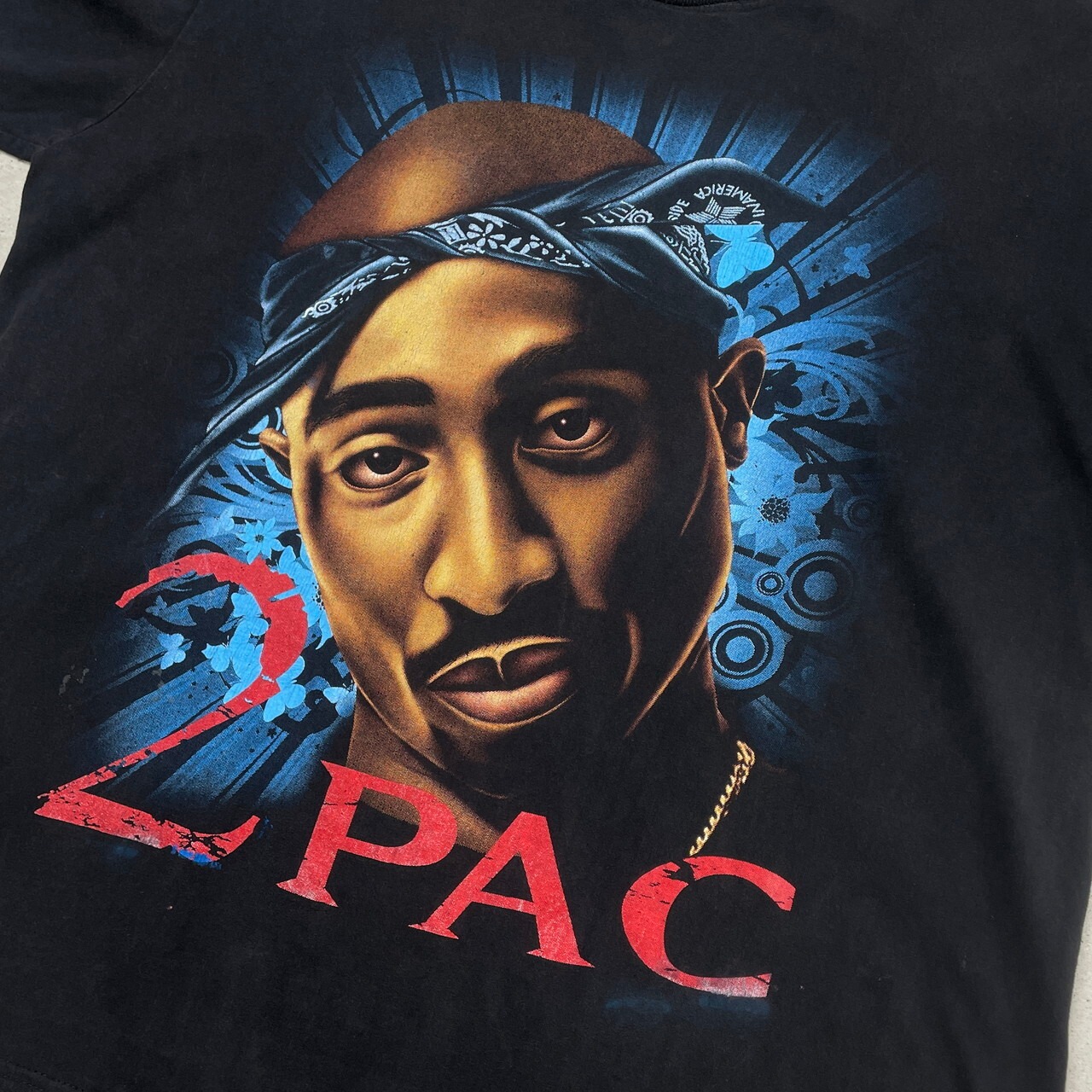 2PAC ラップTシャツ ヒップホップ メンズXL相当 古着 黒 【Tシャツ 