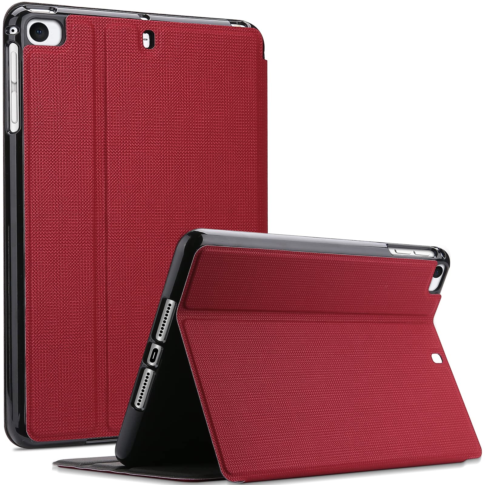 ProCase iPad Mini 5/4/3/2/1 保護ケース オートオートスリープ/スリープ機能 縦と横にスタンド 軽量 フォリオ スマートカバー 適用端末:iPad Mini 5 (2019)/ Mini 4, Mini 1 2 3‐レッド