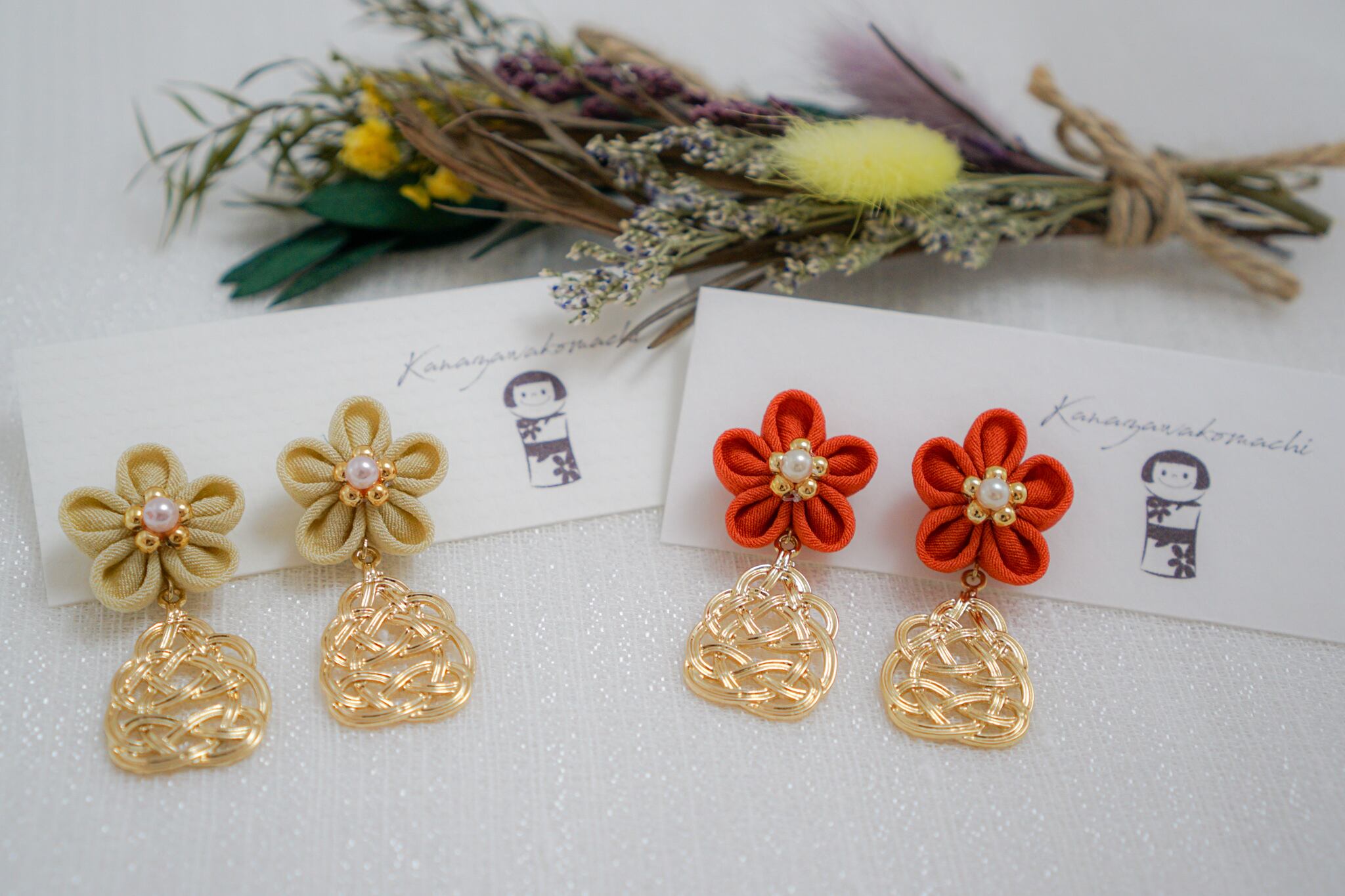 つまみ細工ピアスNO.26＊Light color＊