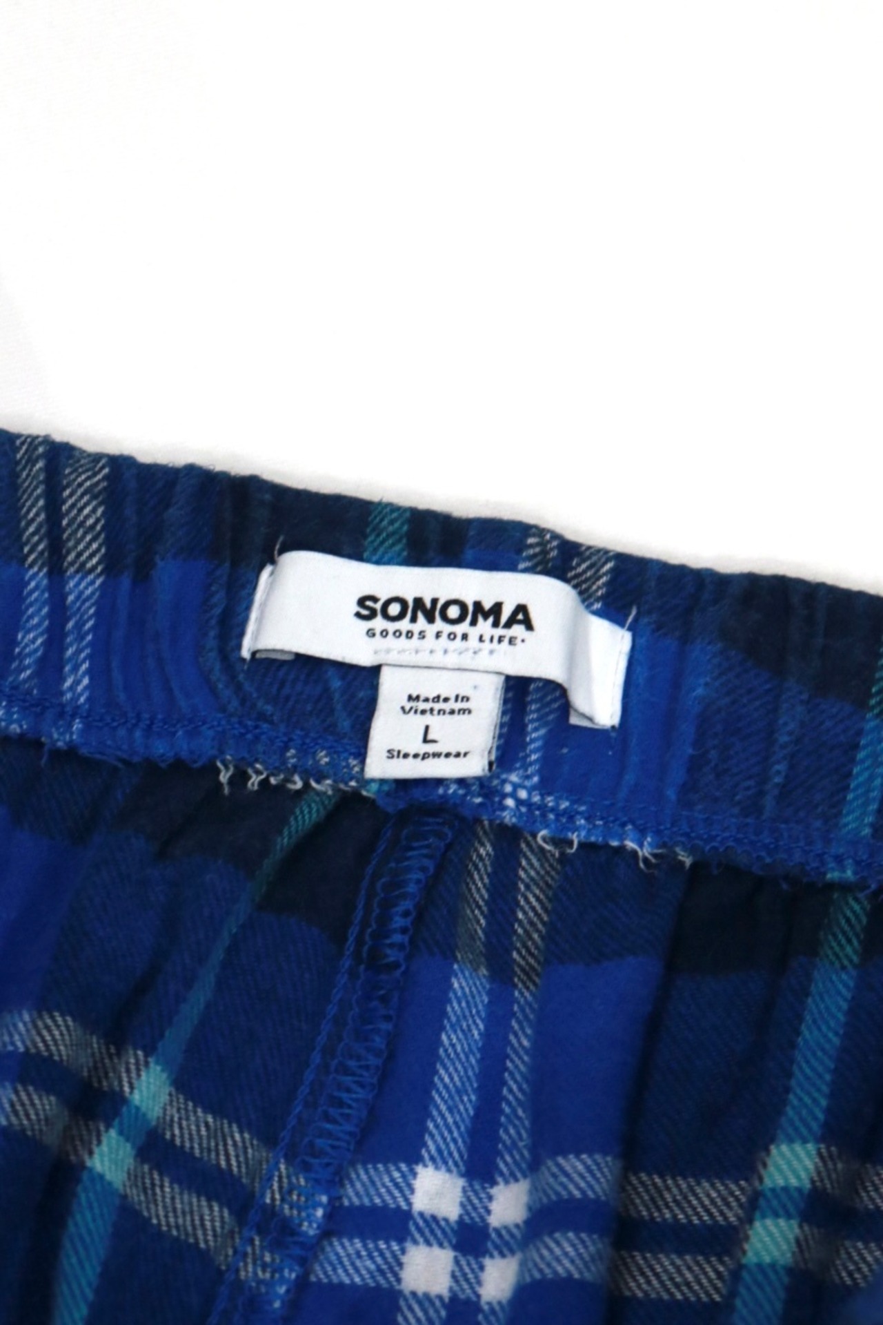 Blue check easy pants