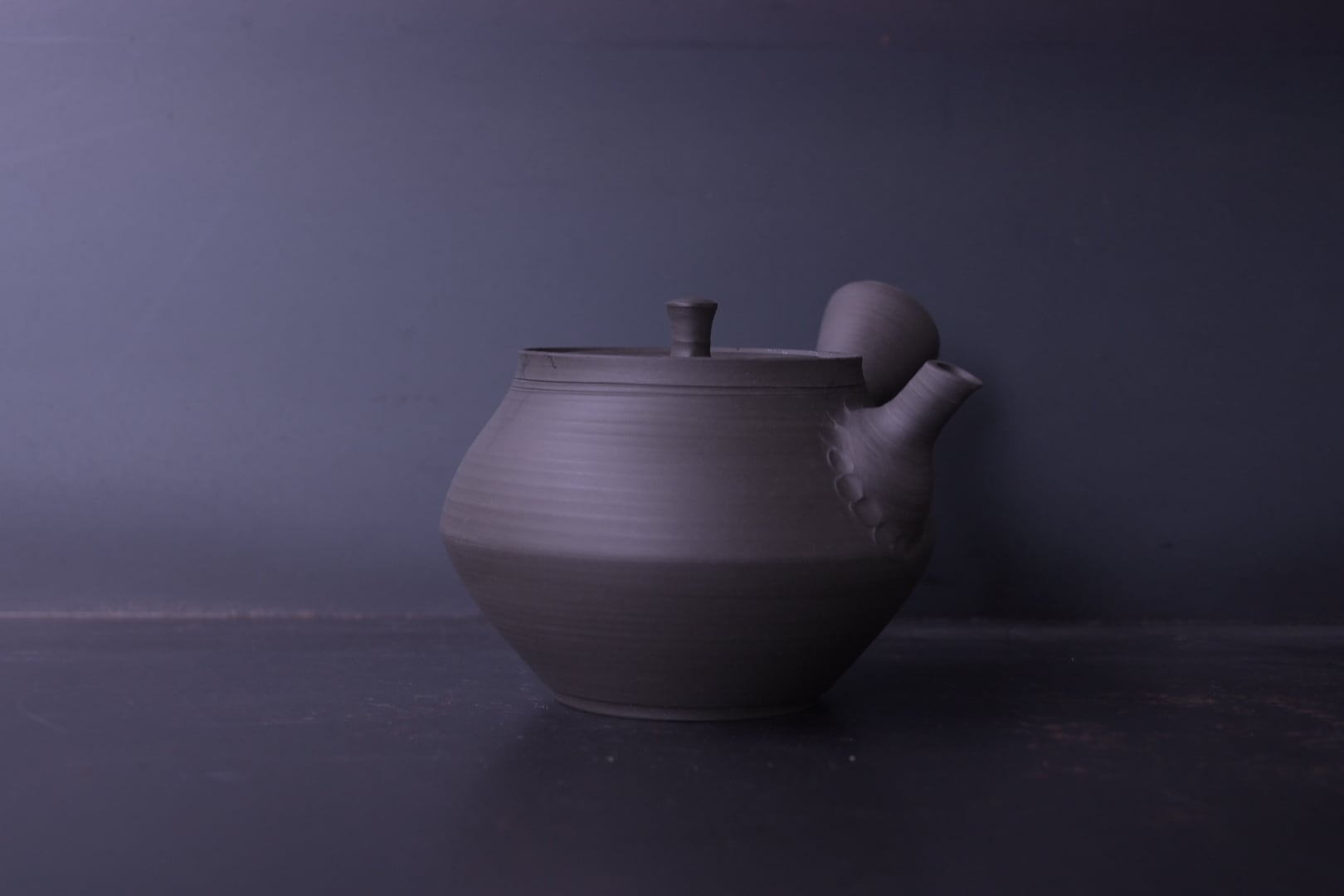 水野博之 黒泥黒藻焼急須(そろばん型)