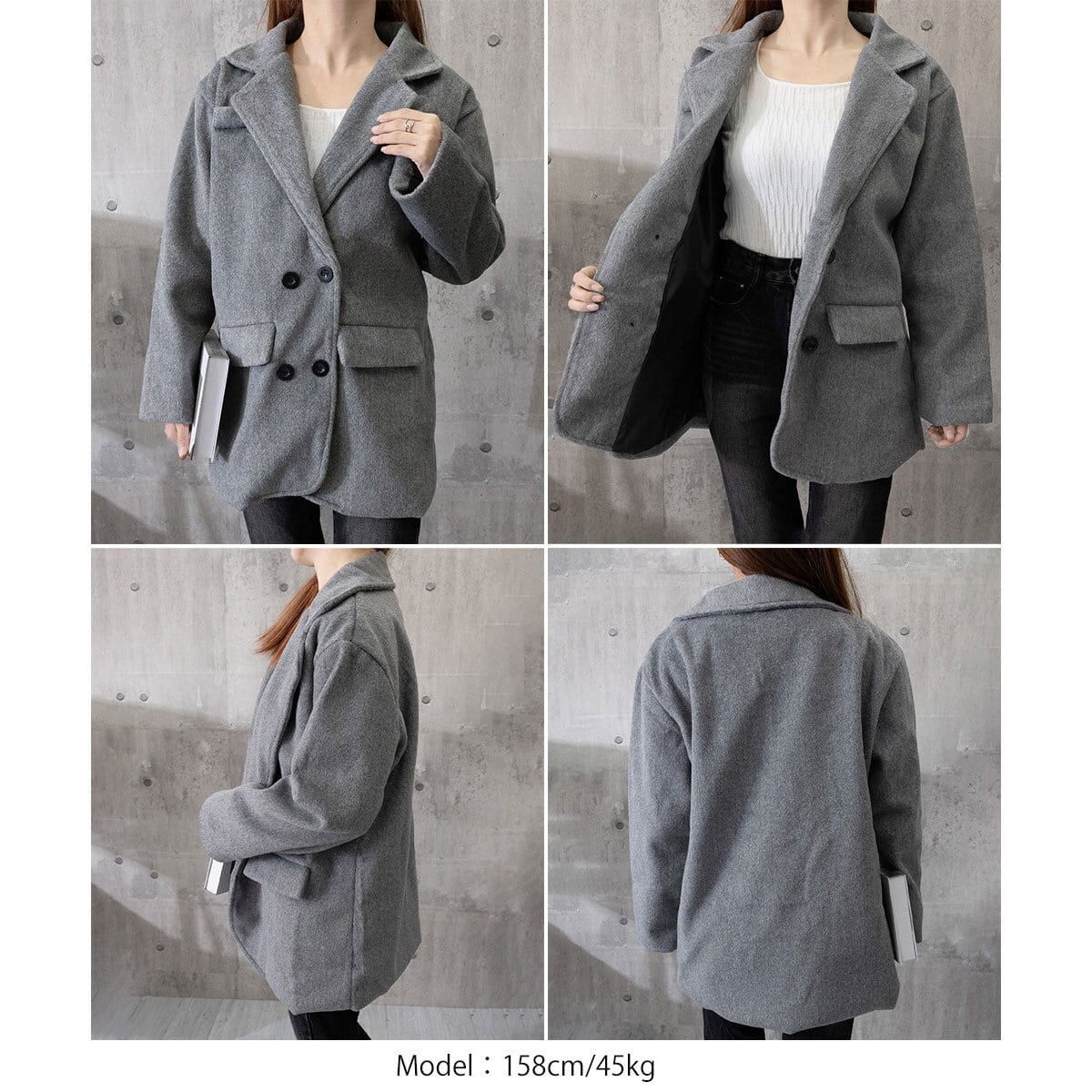 リッチシャギー ミドル丈 ジャケットコート レディース 秋冬 韓国 アウター きれいめ 大人 カジュアル 通勤 ビジネス オフィス おしゃれ 防寒 保温 暖かい 大人可愛い 大人女子