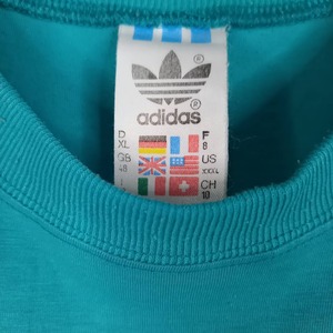 90s　アディダス　オリジナルス　Tシャツ　半袖　ロゴ　万国旗タグ　グリーン　3XL