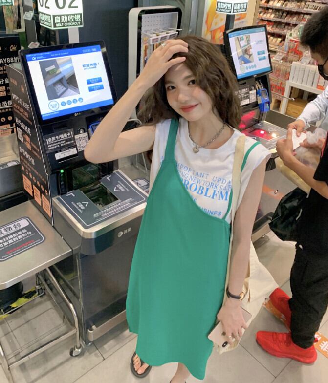 スタイルサマードレス ノースリーブTシャツ 夏物 モンロー77179755912