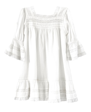 Bonne Mere / LITTLE VINTAGE LACEY LONG SLEEVE DRESS_Off white(6y)