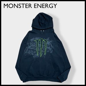 【MONSTER ENERGY】モンスターエナジー　ロゴ パーカー フーディー プルオーバー X-LARGE ビッグシルエット 黒 蛍光色 企業系 オフィシャル アドバタイジング US古着