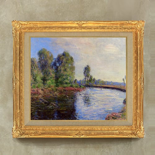 直筆仕上げ油絵【シスレー】ロワン、川の畔 F10 絵画 アート