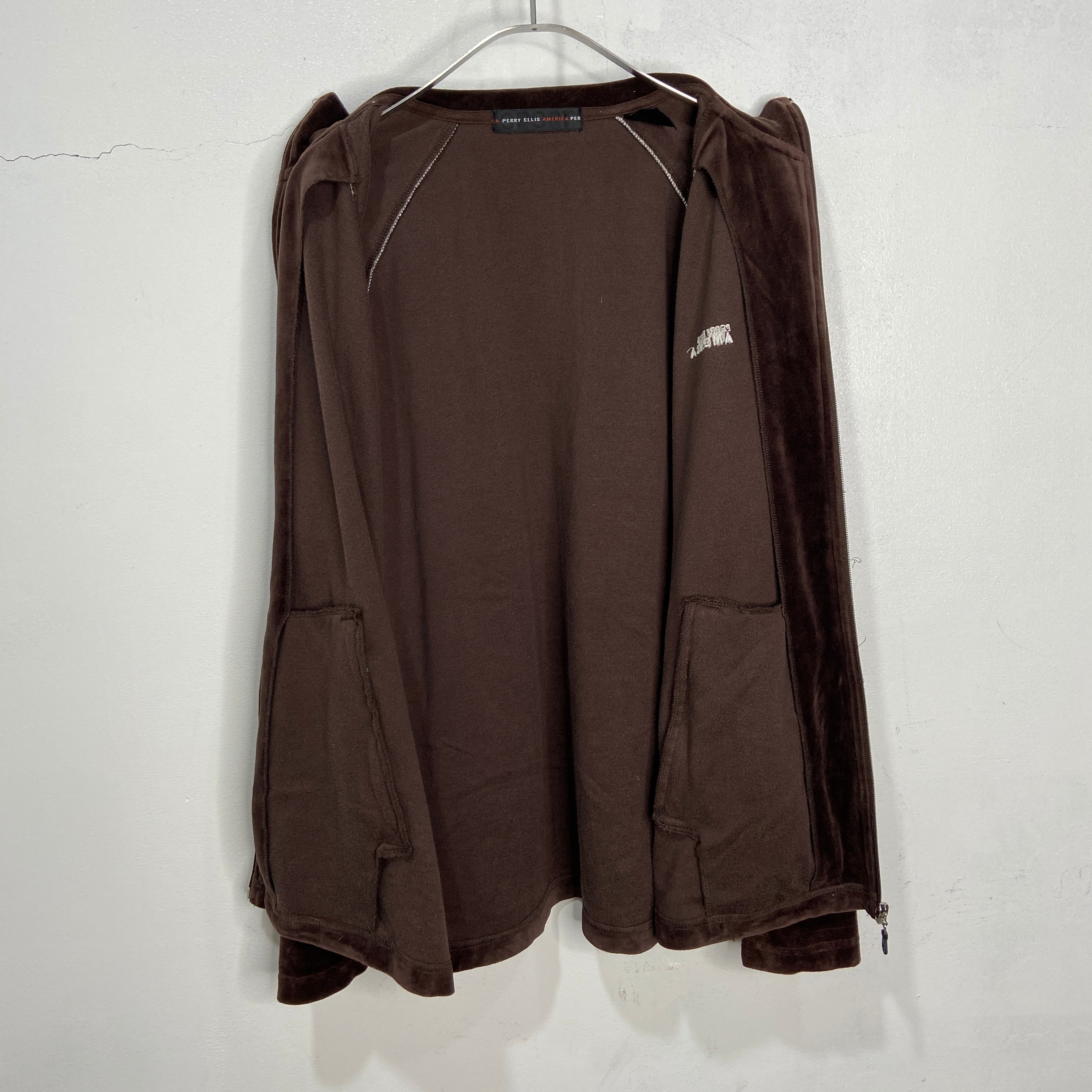 90s PERRY ELLIS ベロアトラックジャケット ジャージ 茶系 M | 古着屋 Uan powered by BASE