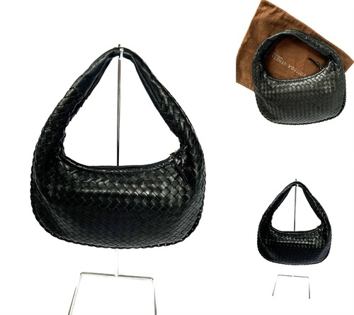 美品　定価40万　BOTTEGA VENETA　ボッテガ ヴェネタ　ホーボー バッグ　ミニ　ブラック イントレチャートレザー　ショルダー ハンドバッグ